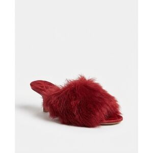 NEW BURBERRY women's jackie shearling mules in berry